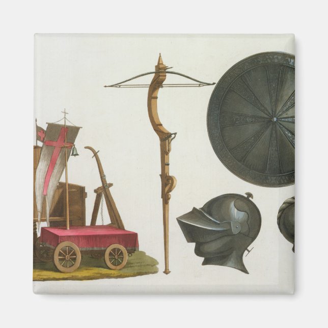 Aimant Char milanais, arbalète et armure, plaque 17 fr (Devant)