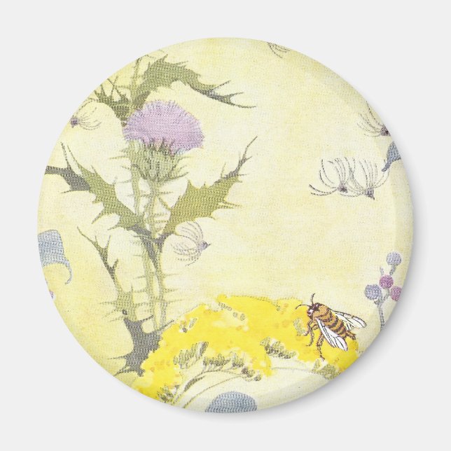 Aimant Chardon et abeille sur Goldenrod (Devant)