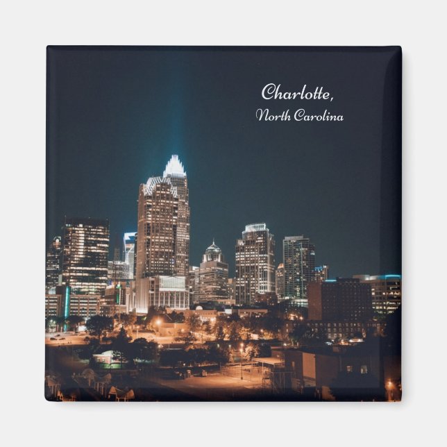 Aimant Charlotte North Carolina City Skyline Nuit (Devant)