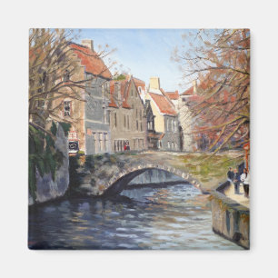 Aimant Charmant vieux pont sur le canal de Bruges Pittore
