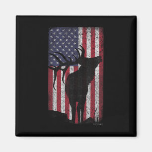 Aimant Chasse à l'élan Bugling Bull Drapeau américain - R