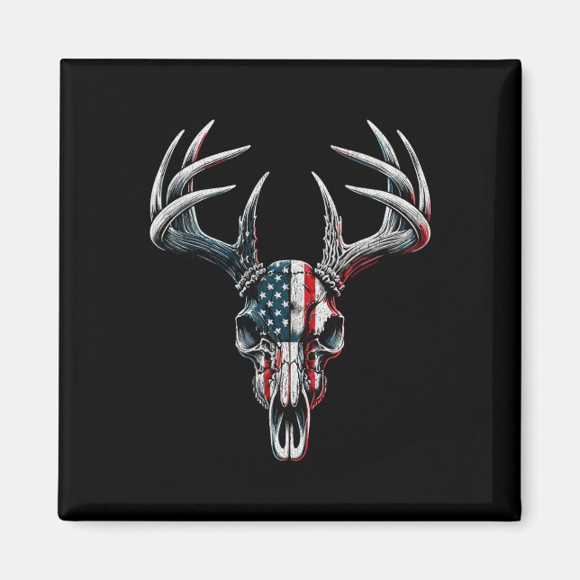 Aimant Chasse Au Cerf De Virginie - Drapeau Américain Sur (Devant)
