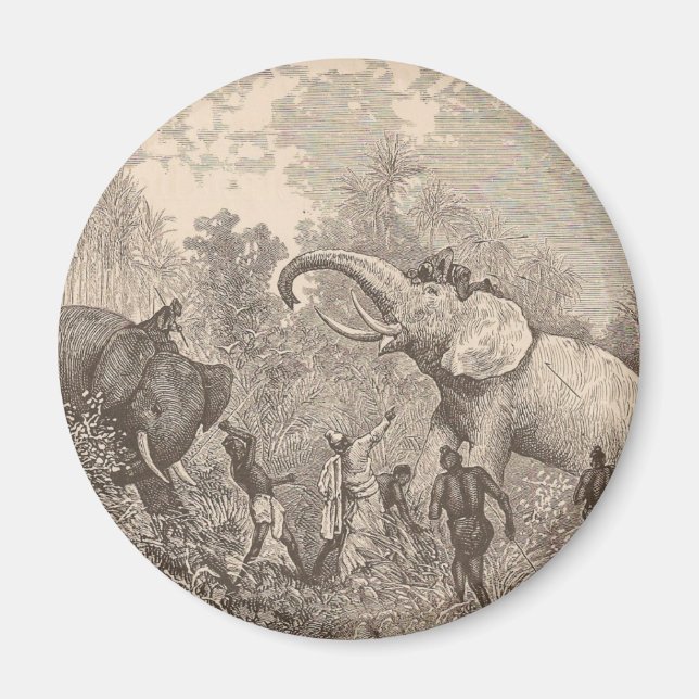 Aimant Chasse aux éléphants (Devant)