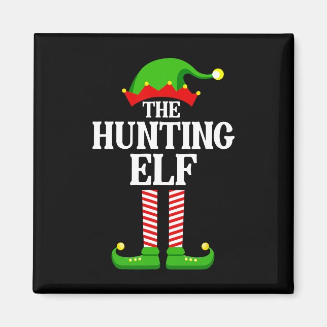 Aimant Chasse Elf Famille Groupe de jumelage Drôle Noël (Devant)