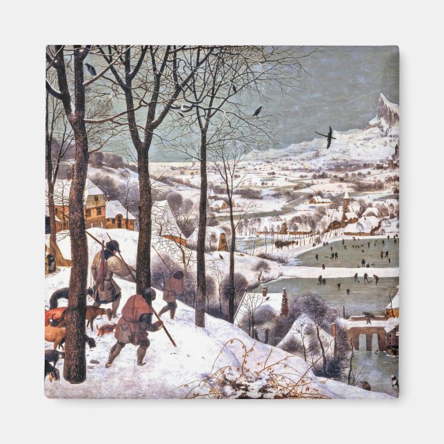 Aimant Chasseurs dans la neige, Pieter Bruegel l'Ancien (Devant)