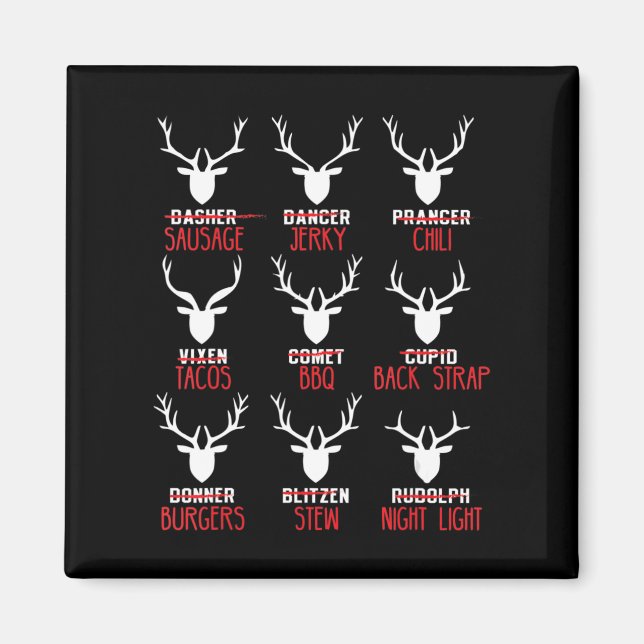 Aimant Chasseurs de cerfs de Noël amusants Tous les renne (Devant)