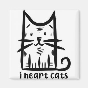 Aimant Chat à moustaches, j'adore les chats