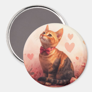 Aimant Chat abyssinien avec Rose - Saint Valentin