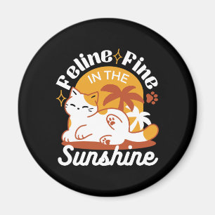 Aimant Chat adorable se relaxer au soleil - Animal de com