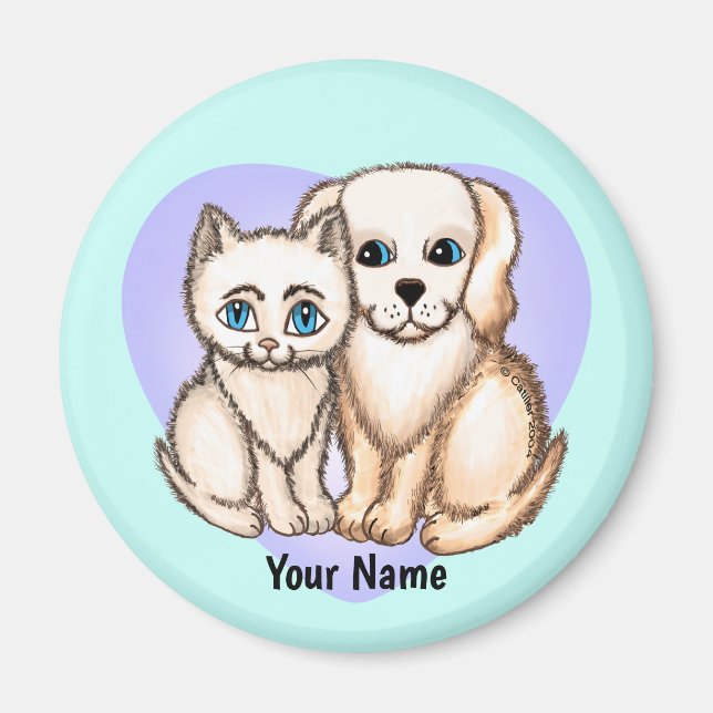 Aimant Chat aime le chien (Devant)