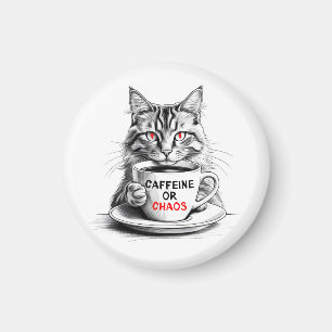 Aimant Chat amateur de café sans caféine, pas de misérico