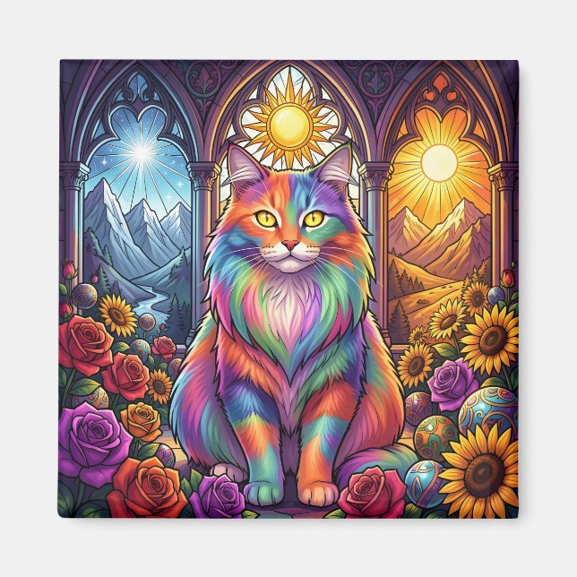 aimant chat arc-en-ciel (Devant)