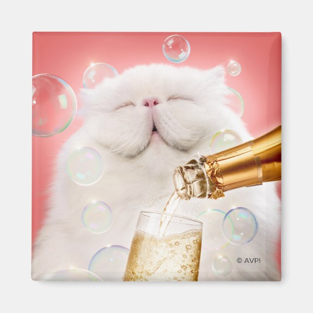 Aimant Chat au Champagne (Devant)