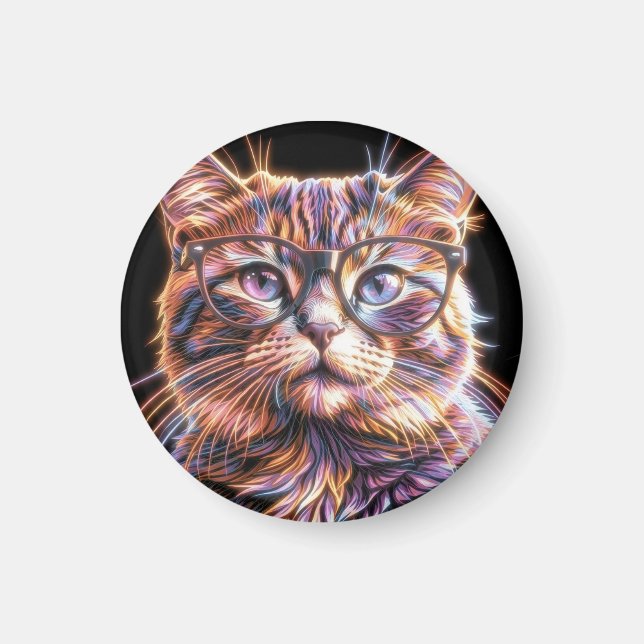 Aimant Chat avec des lunettes (Devant)