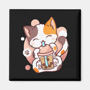 Aimant Chat Boba Tea Bubble Tea Anime Kawaii Neko pour fi