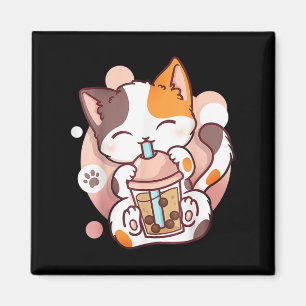 Aimant Chat Boba Tea Buble Tea Anime Kawaii Neko