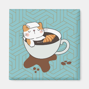 Aimant Chat Café