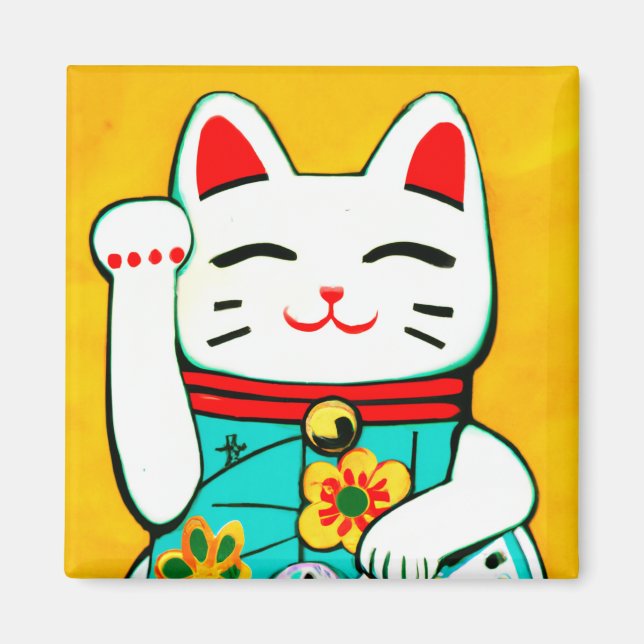 Aimant Chat chanceux Maneki Neko (Devant)