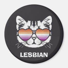 Aimant Chat cool avec lunettes Drapeau Lesbienne Drôle Sa