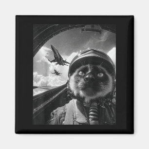 Aimant Chat d'avion mignon pilote de jet selfie siamois c