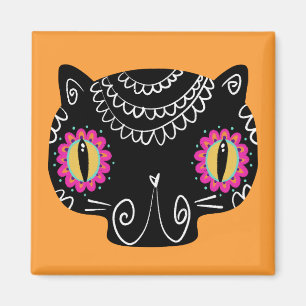 Aimant Chat de crâne sucre Catrina Jour des morts