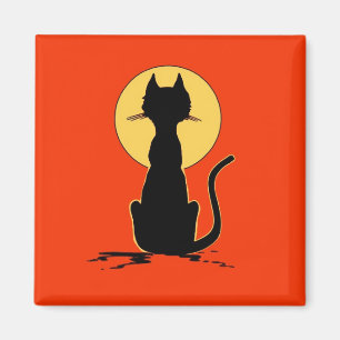 Aimant Chat de Halloween avec le ~ de lune