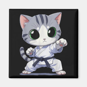 Aimant Chat de karaté aux arts martiaux Kawaii Ceinture n