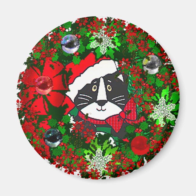 Aimant Chat de Noël (Devant)