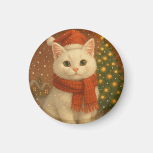 Aimant Chat de Noël Cozy