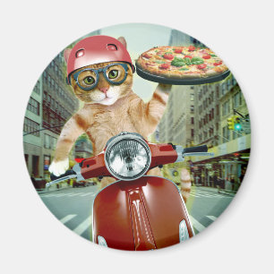 Aimant Chat de pizza - chat - la livraison de pizza