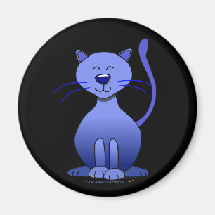 Aimant Chat de sourire bleu heureux mignon sur l'aimant
