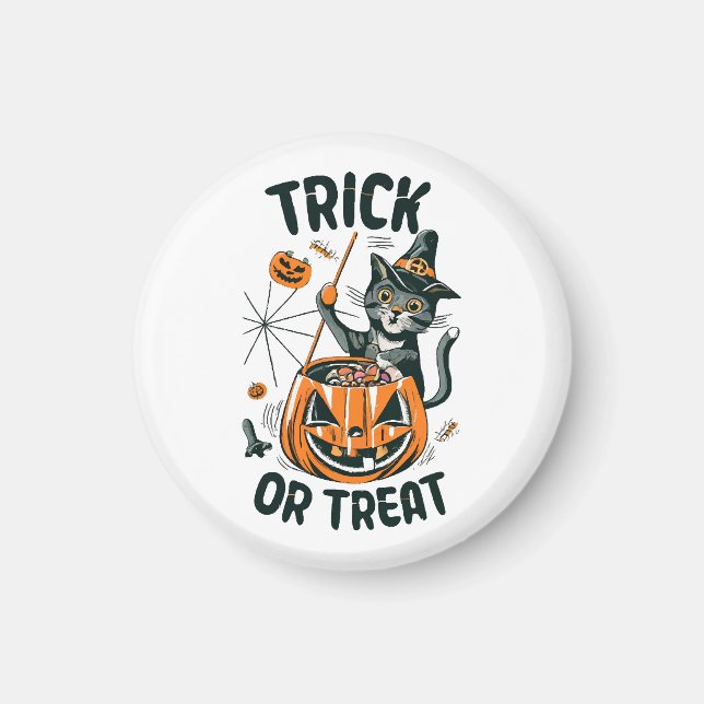 Aimant Chat d'Halloween abstrait (Devant)