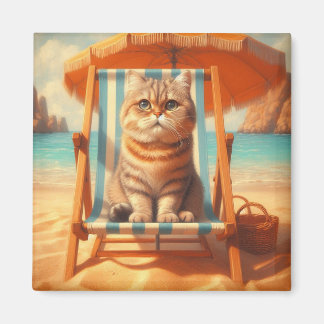 Aimant Chat doux au bord de la mer, cadeau amoureux des c