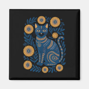 Aimant Chat d'Ukraine Floral Vintage Drapeau Ukrainien Vy