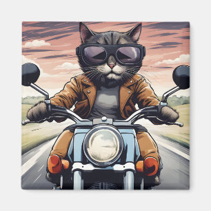 Aimant Chat en moto