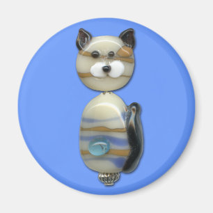 Aimant Chat en perle de verre Brown bleu