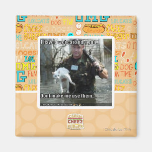 Aimant Chat et arme à feu humides