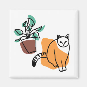 Aimant Chat et le plante