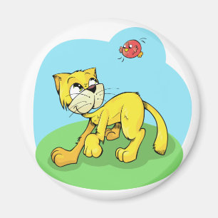 Aimant Chat et oiseau mignons