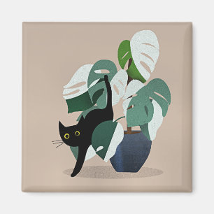 Aimant Chat et une oeuvre d'art Plante