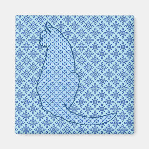 Aimant Chat japonais - Kimono bleu