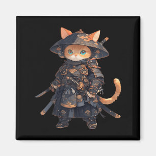 Aimant Chat japonais samouraï chat kawaii ninja neko