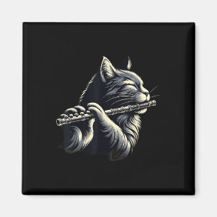 Aimant Chat Jouer Flute Musicien Chats Lover