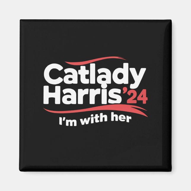 Aimant Chat Lady Kamala Harris 2024 Je suis avec elle (Devant)