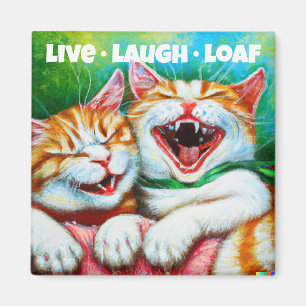 Aimant Chat Live Lauder Loaf Funny 2 pouces Carré Fridg