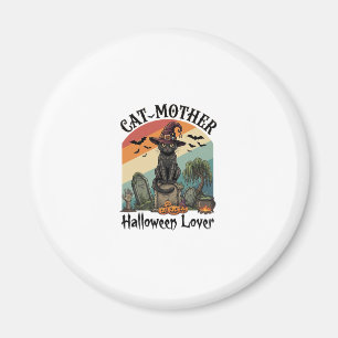 Aimant Chat Mère Halloween Amant Chapeau de Sorcière Noir