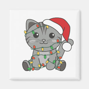 Aimant Chat Noël Animaux d'hiver Chats