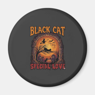 Aimant Chat Noir Amour Spécial Halloween Lune Sorcière Ci