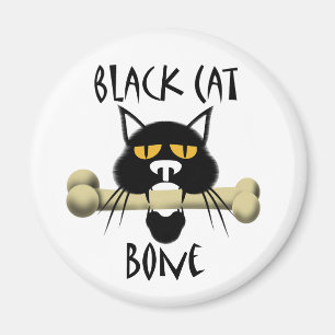 Aimant Chat noir avec os