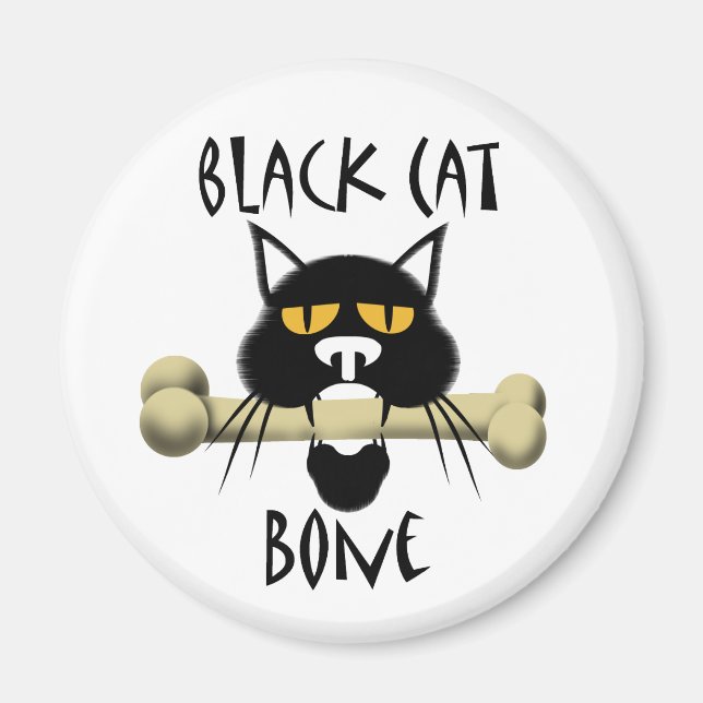 Aimant Chat noir avec os (Devant)